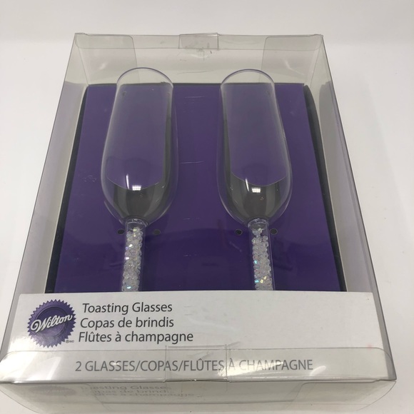 Wilton Set of 2 Toasting Glasses Flutes Champagne - Picture 2 of 6
